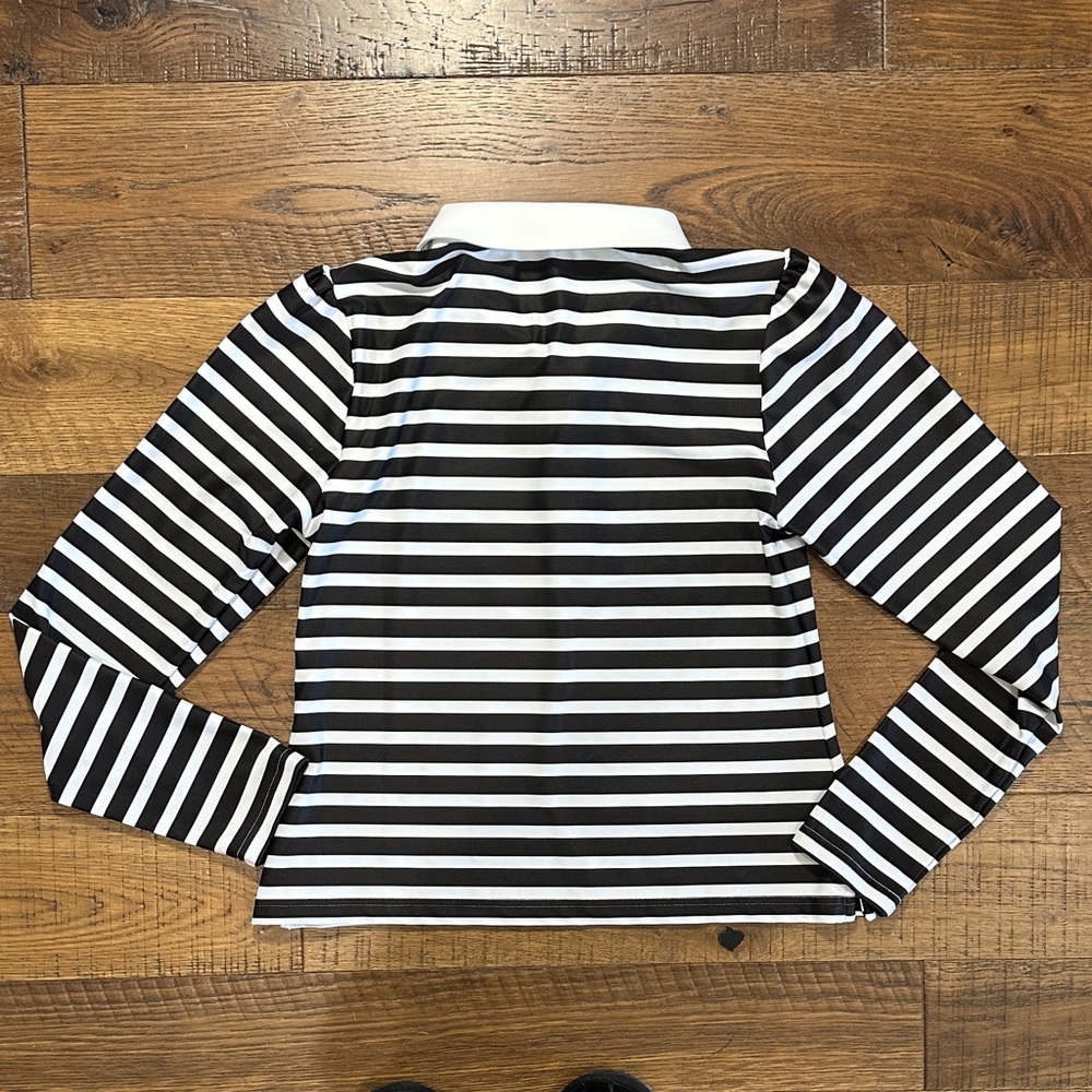 Stylish Black and White Striped Athletic Polo - Picture 5 of 5